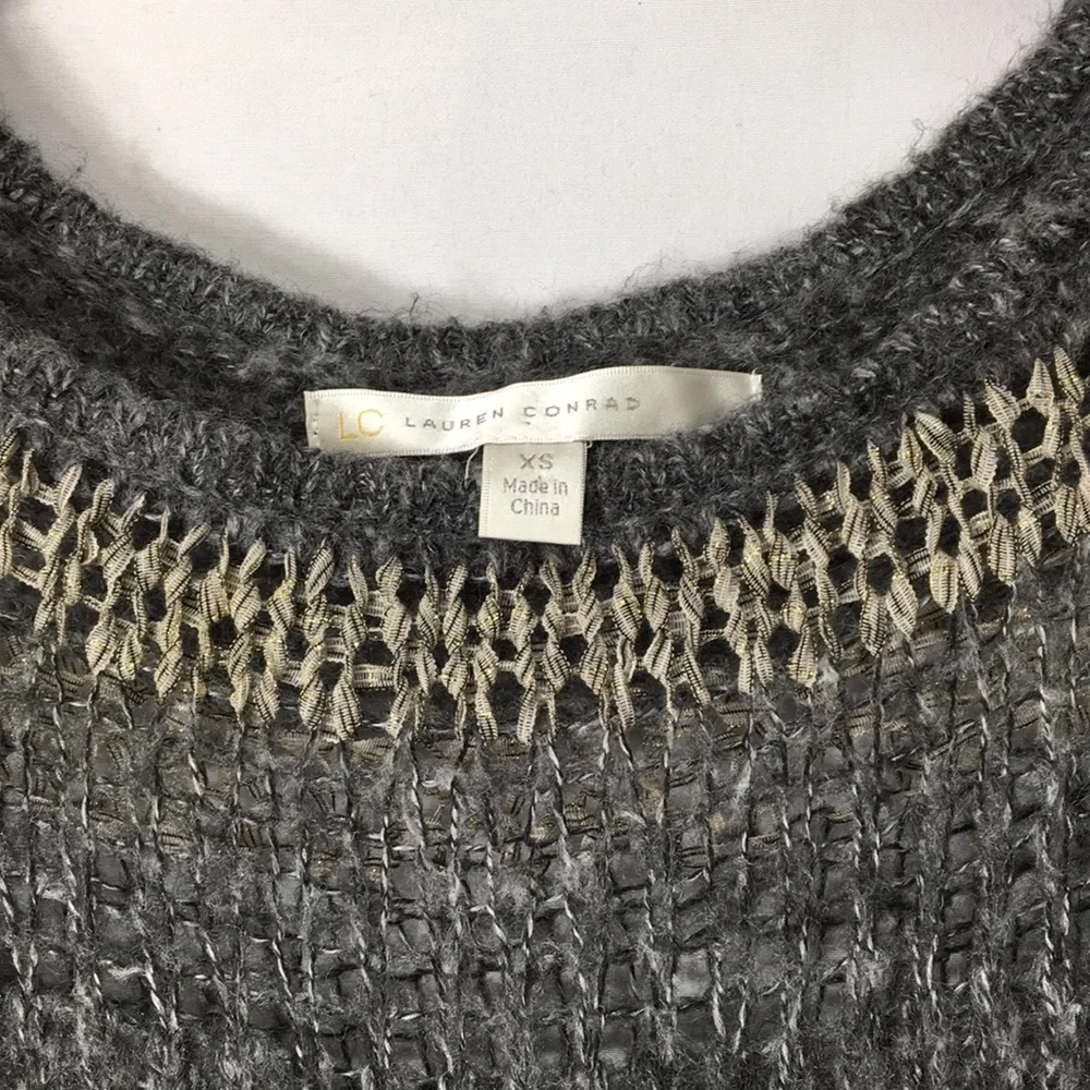 Lauren Conrad Gray and Gold Sheer Sweater Size XS GREAT Condition